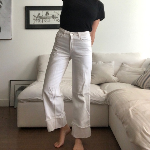 White Wide Leg Denim - Picture 1 of 4